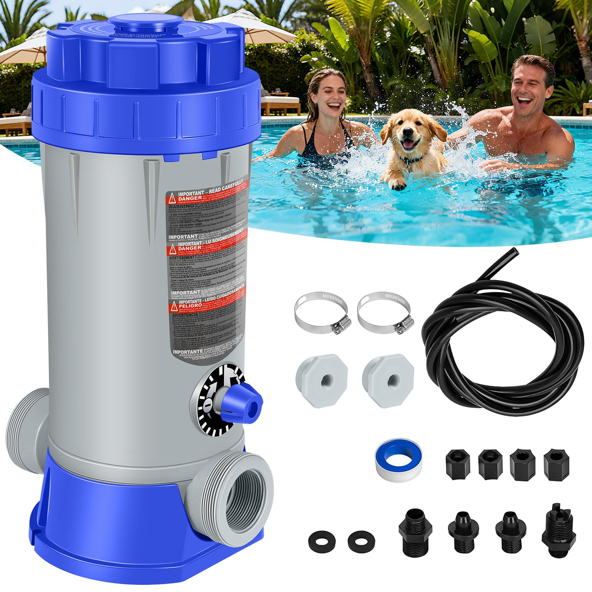 SeaSlep Off-Line Chlorinator front view, compact unit ready for easy pool setup