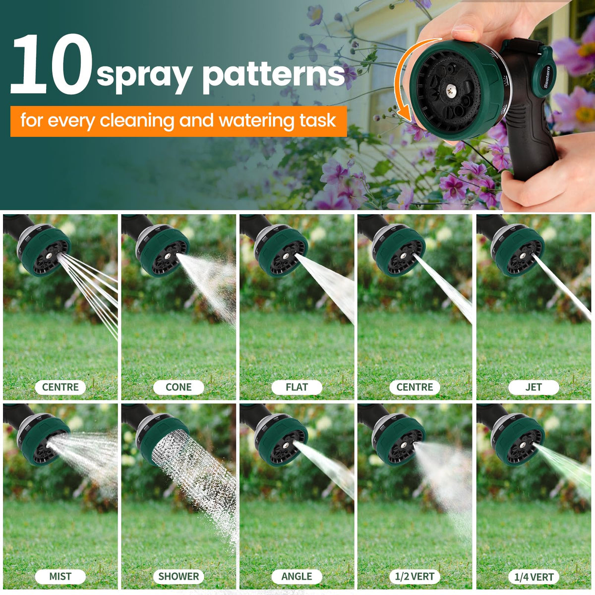 Seatern comfortable grip provides secure handling during extended watering.