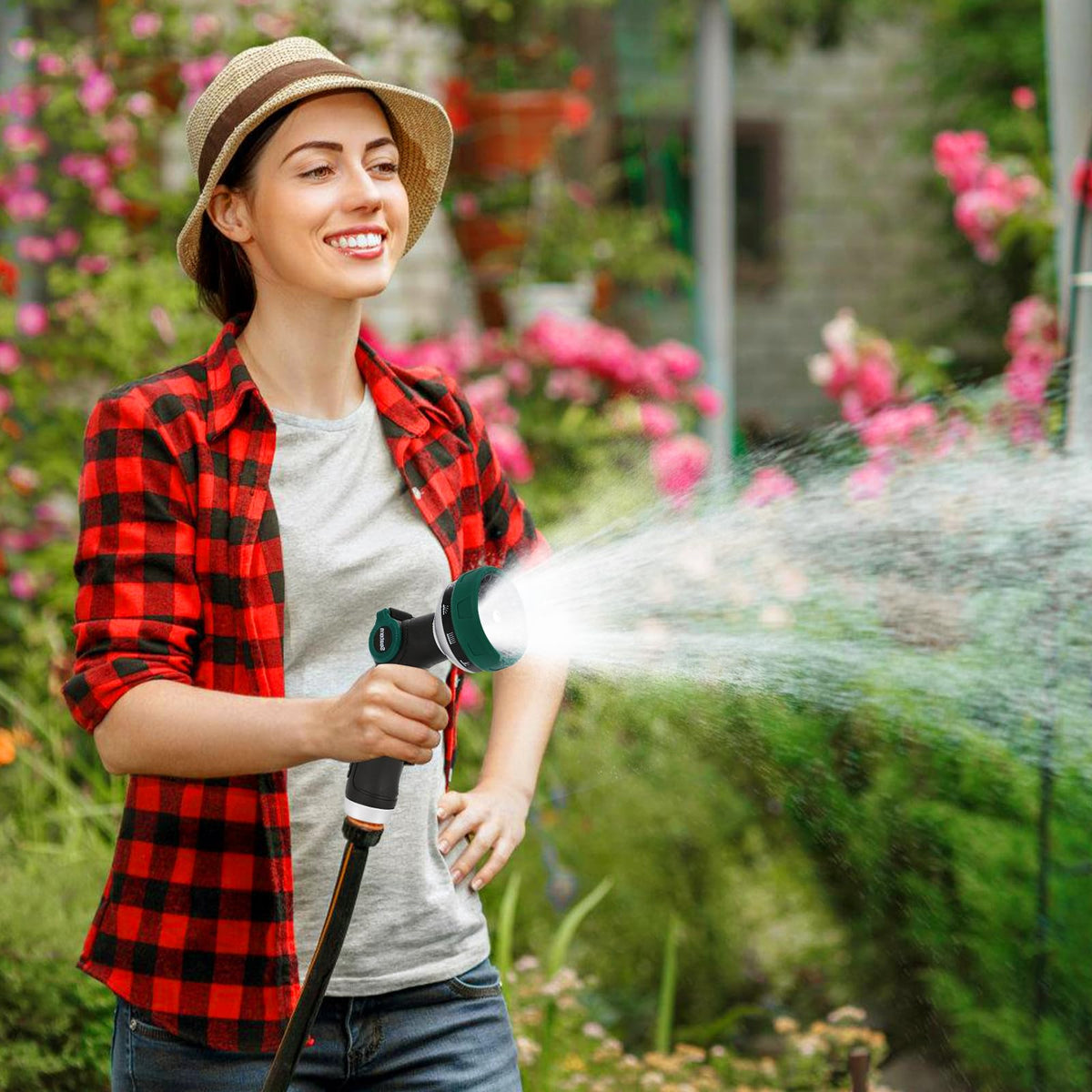 Seatern universal 3-4 inch connection with washer ensures leak-free hose fit.