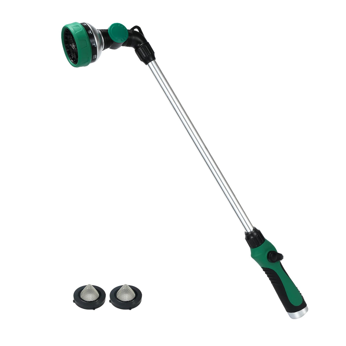 Seatern 24-inch watering wand reaching hanging baskets and distant plants.