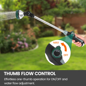 Seatern thumb flow control keeps watering smooth and reduces hand strain