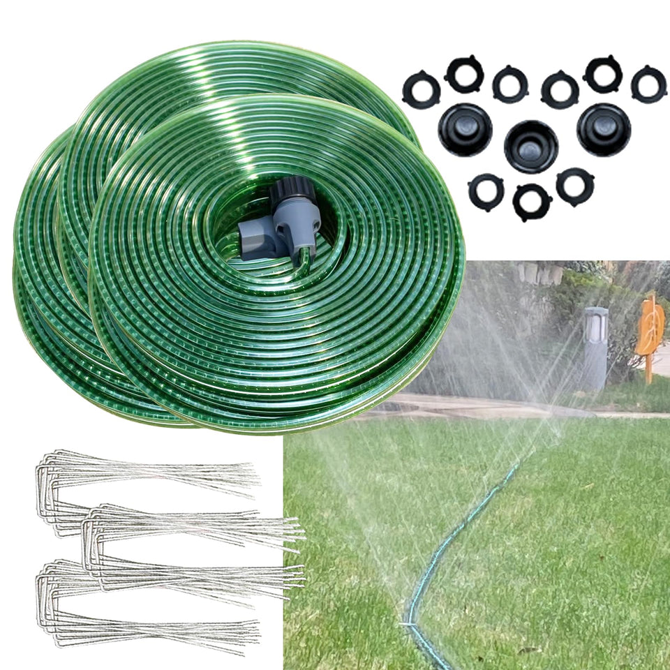 Secbulk 150 ft flat sprinkler hose for lawn watering delivers even coverage.