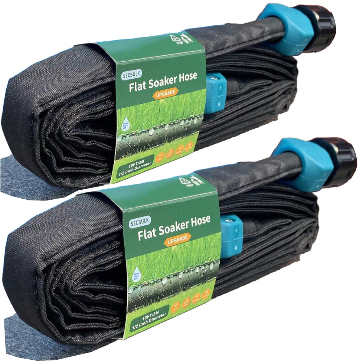 Secbulk flat soaker hose 20ft coiled for easy storage and uniform watering