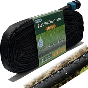 Secbulk flat soaker hose 50ft laid in garden for even watering