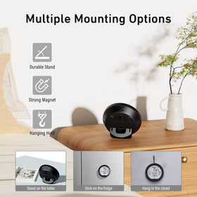SECRUI digital hygrometer with wall magnet and stand for versatile placement