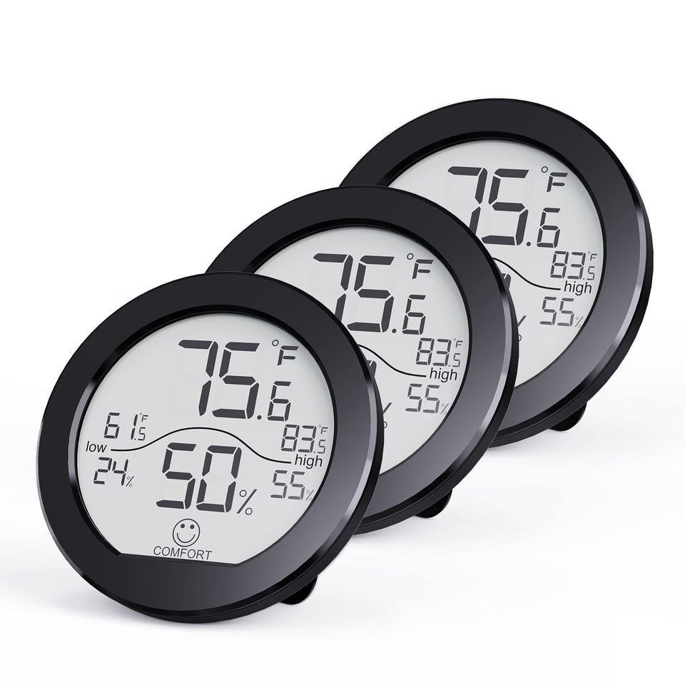 SECRUI 3-pack indoor hygrometer with LCD displays real time temperature and humidity