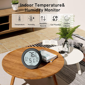 SECRUI humidity gauge features an air comfort indicator for quick space checks