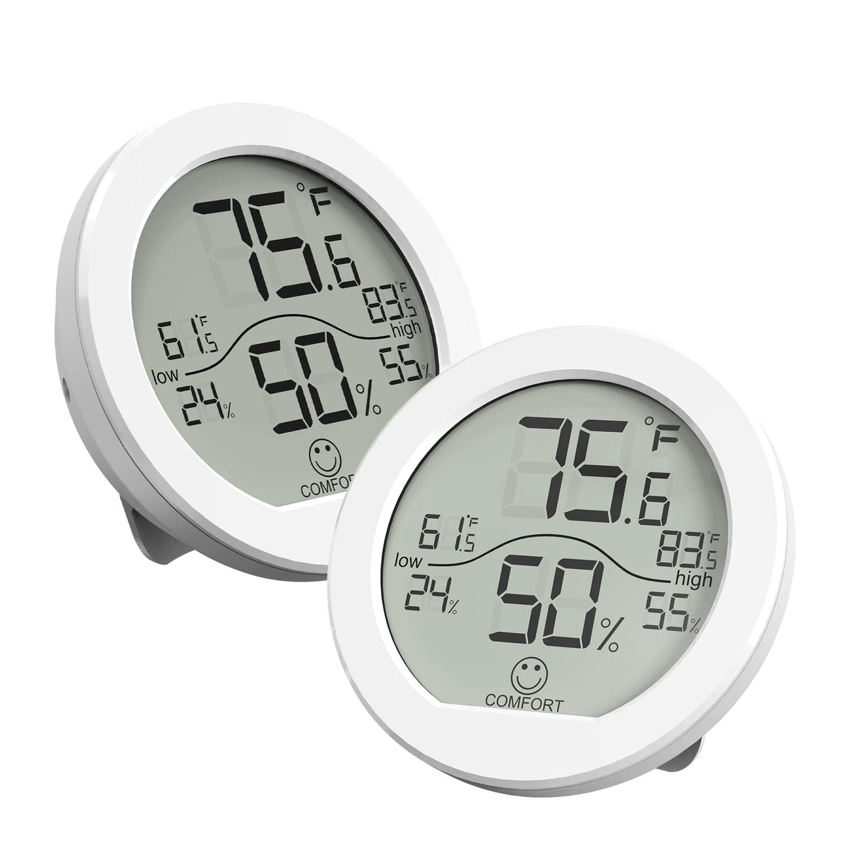 SECRUI TH1 hygrometer display shows precise room temperature and humidity for comfort