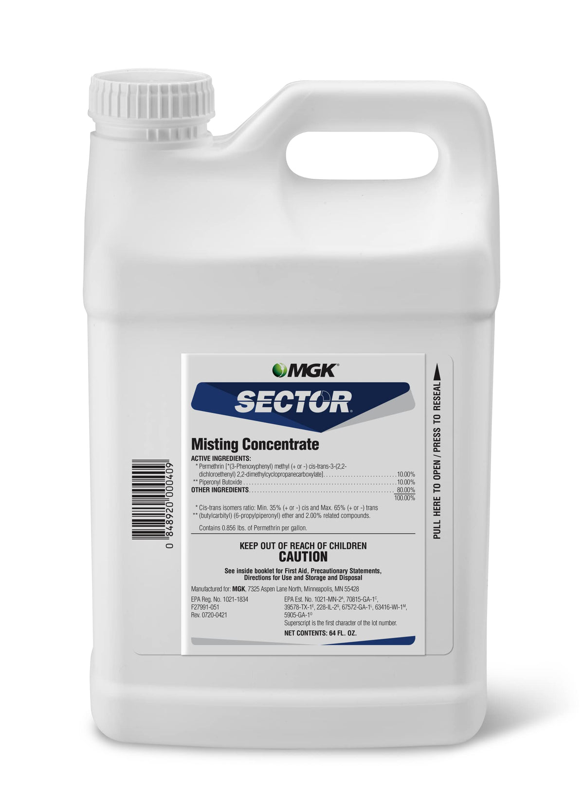 Sector Mosquito Misting refill bottle 64 oz for MistAway systems, easy outdoor pest control.