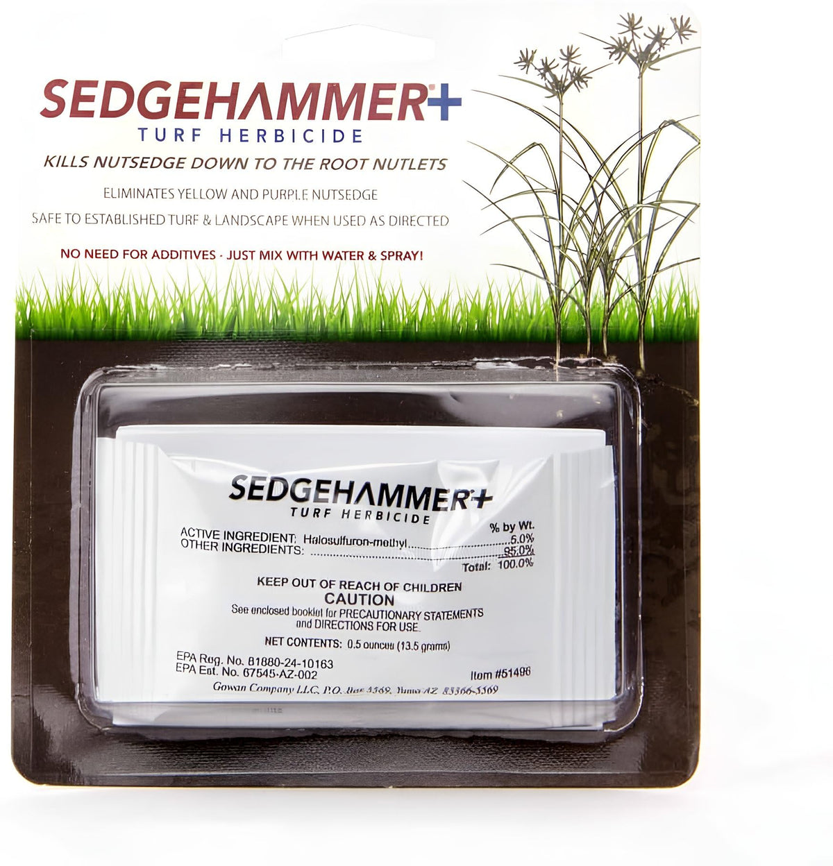 SEDGEHAMMER Plus Turf Herbicide bottle ready for nutsedge control on lawns.