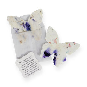 Seed Bloom Wildflower Seed Paper 24-pack with purple butterflies for gifting and planting.