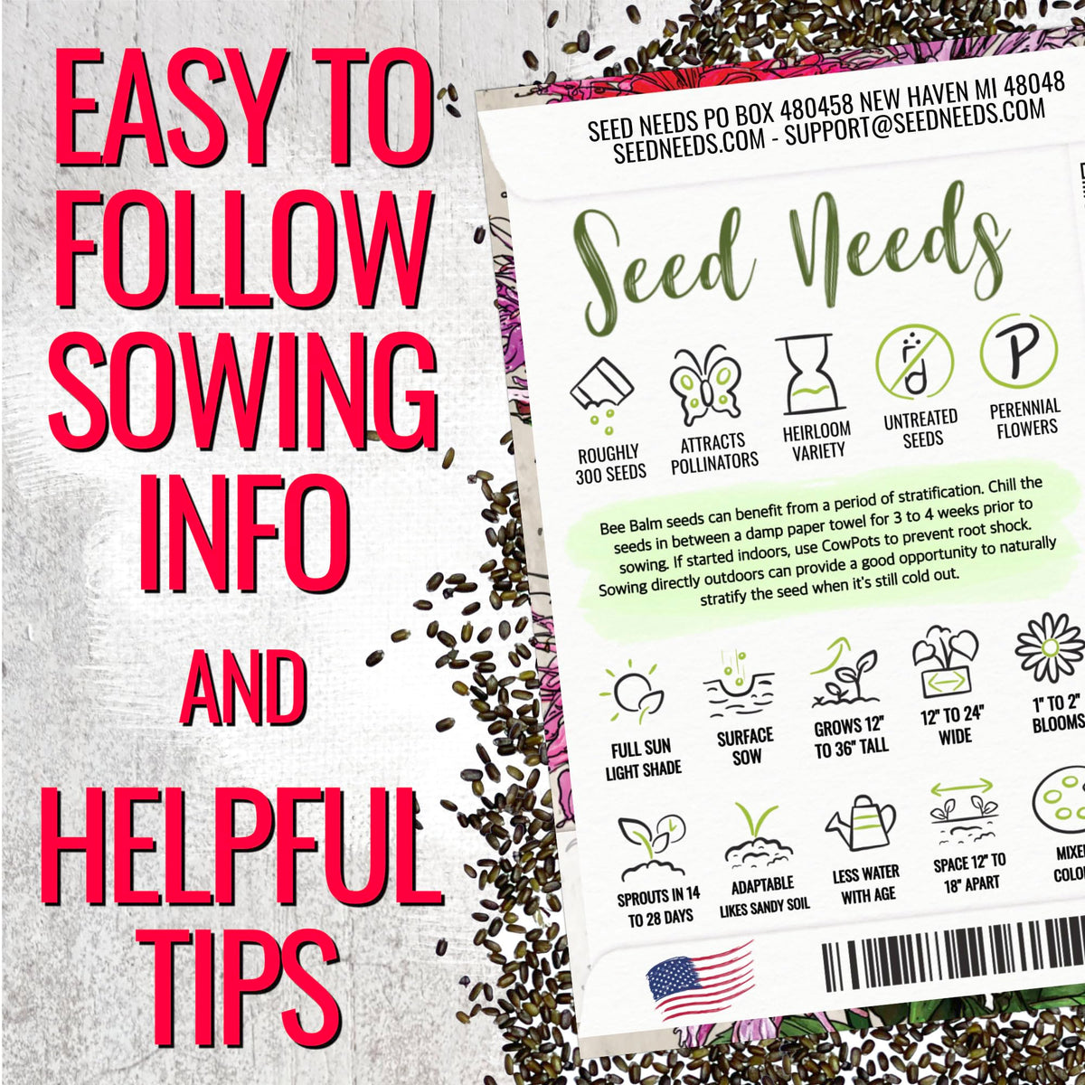 Seed Needs Bee Balm plants growing along a garden border
