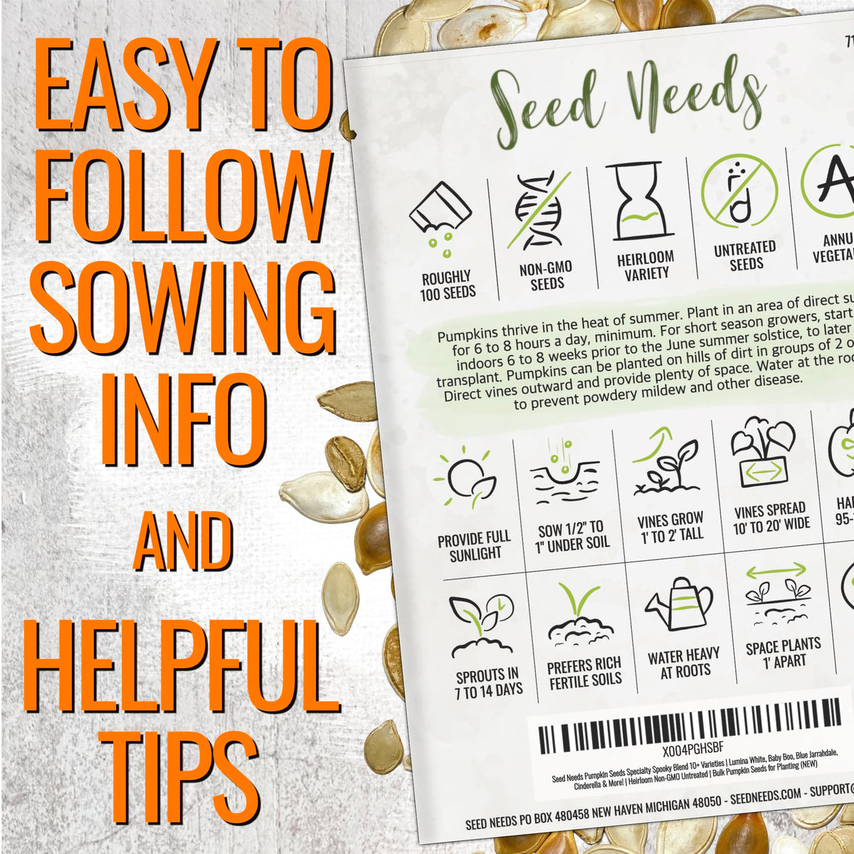 Seed Needs Blue Jarrahdale seed illustration for heirloom pumpkins