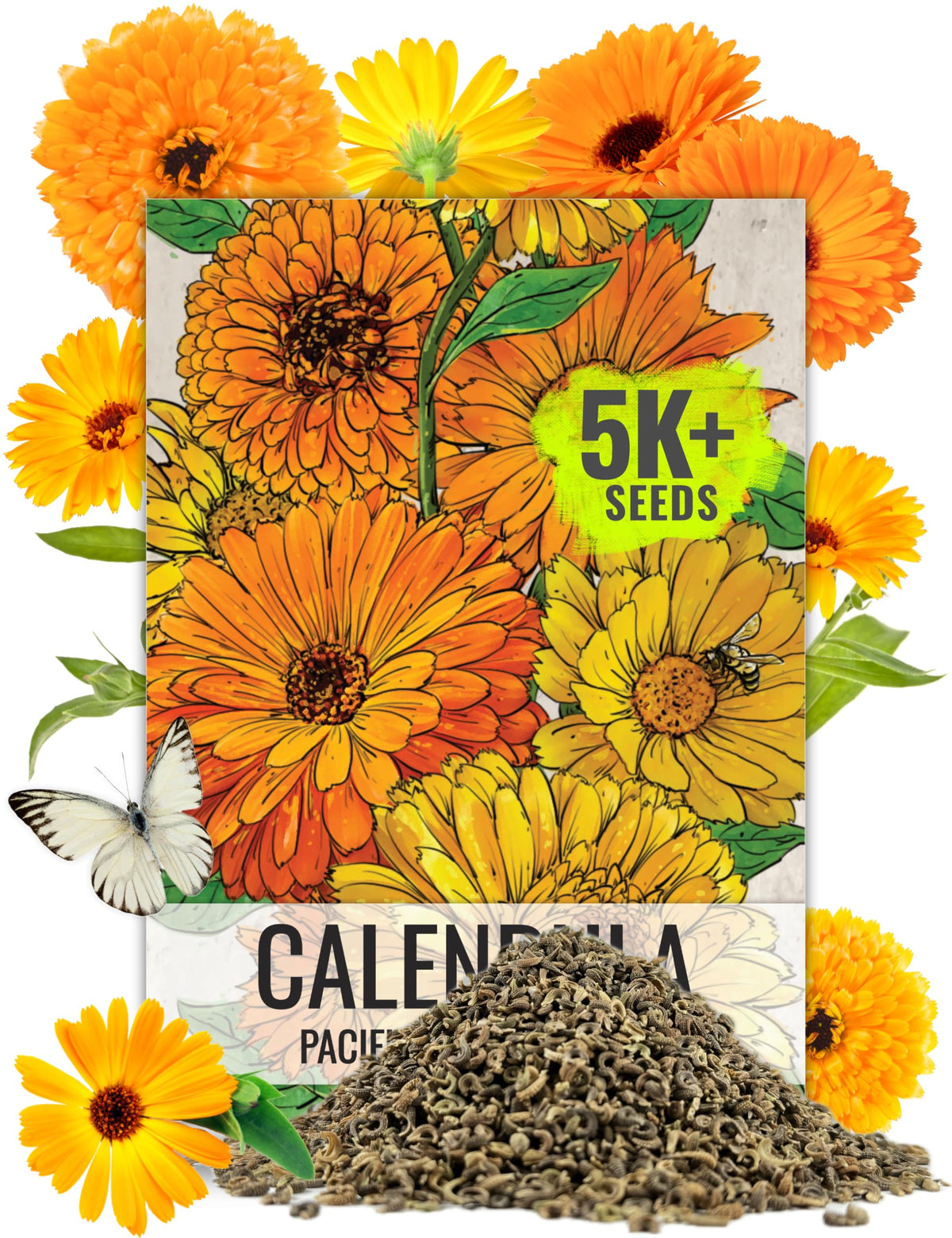 Seed Needs Calendula Pacific Beauty Mix orange and yellow blooms brighten garden beds