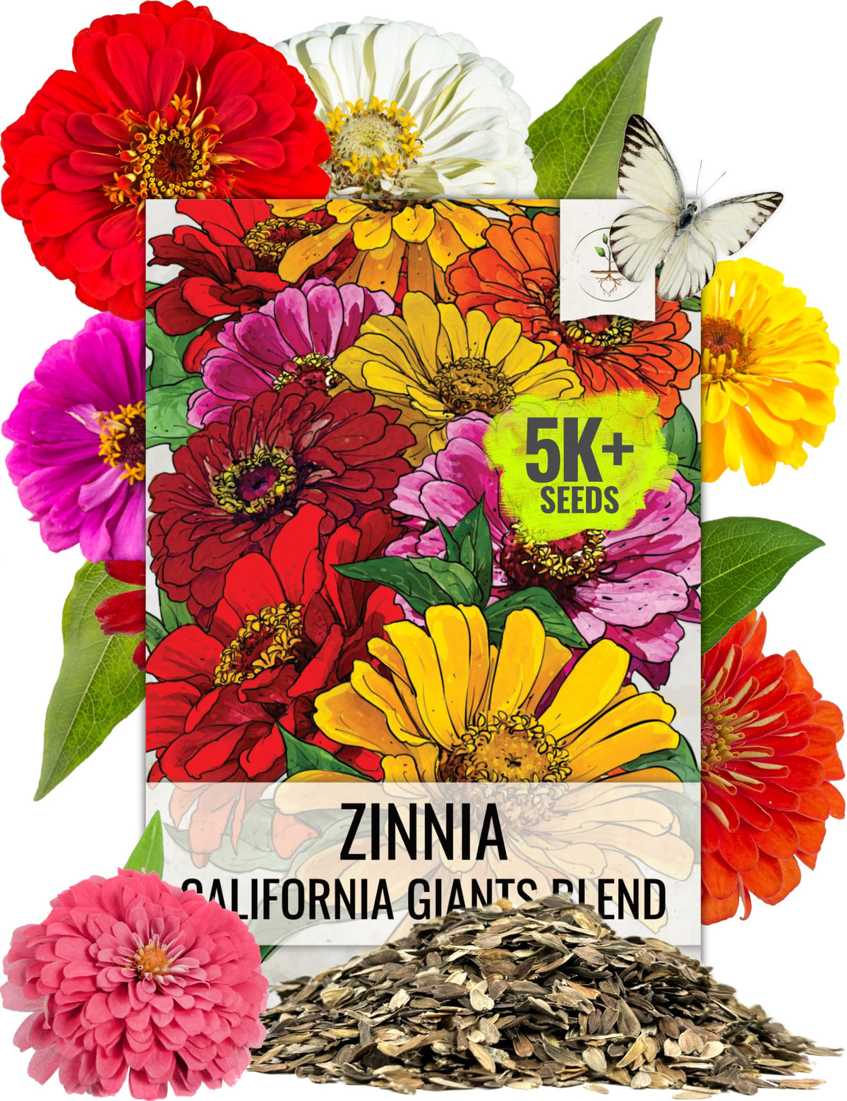 Seed Needs California Giants Zinnia mix blooms in vibrant garden colors for borders.