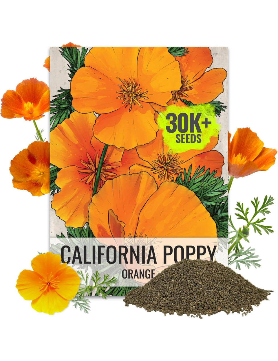 Seed Needs California Poppy orange bloom brightening sunny garden beds