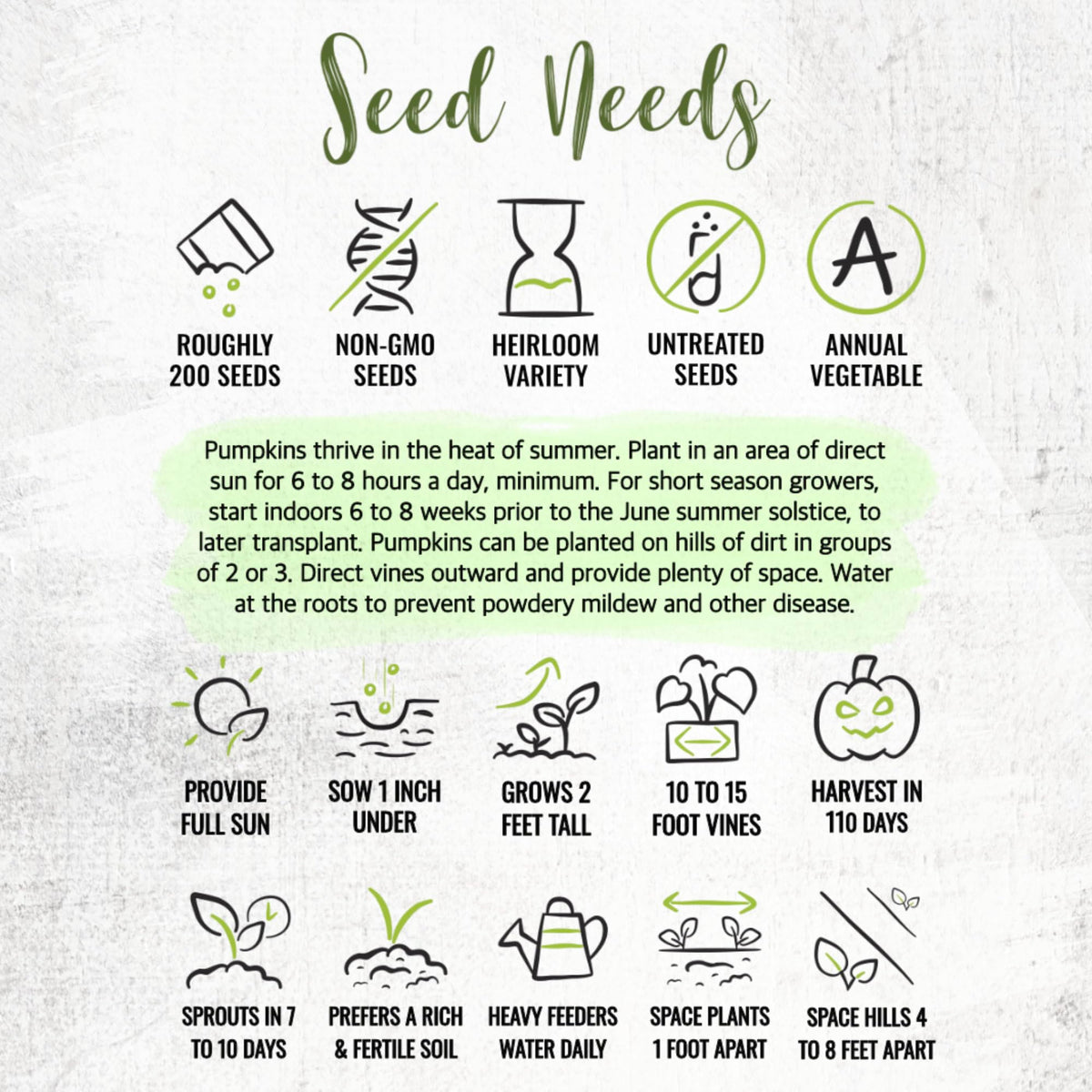 Fresh Seed Needs Connecticut Field Pumpkin packaging protects seeds for storage