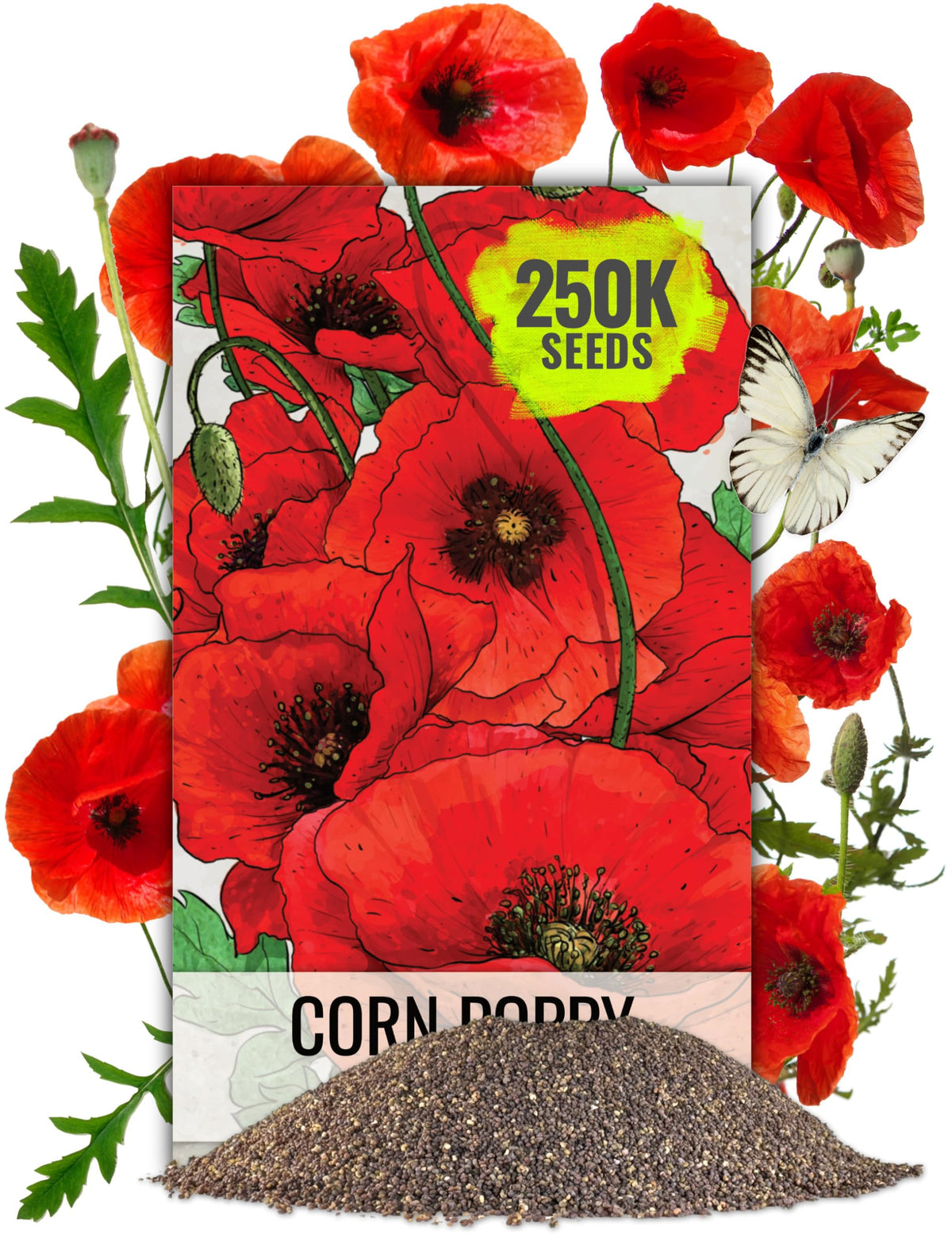Seed Needs corn poppy seeds packaging with sowing tips for easy starting