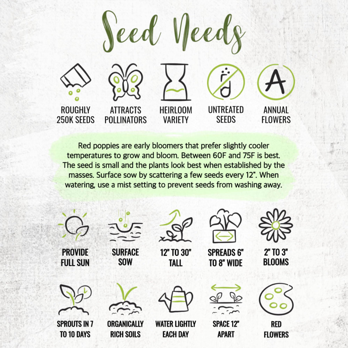 Seed Needs corn poppy seeds attract bees and butterflies for biodiversity