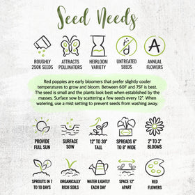 Seed Needs corn poppy seeds attract bees and butterflies for biodiversity