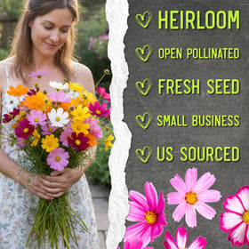 Resealable packaging keeps Seed Needs Cosmos seeds fresh