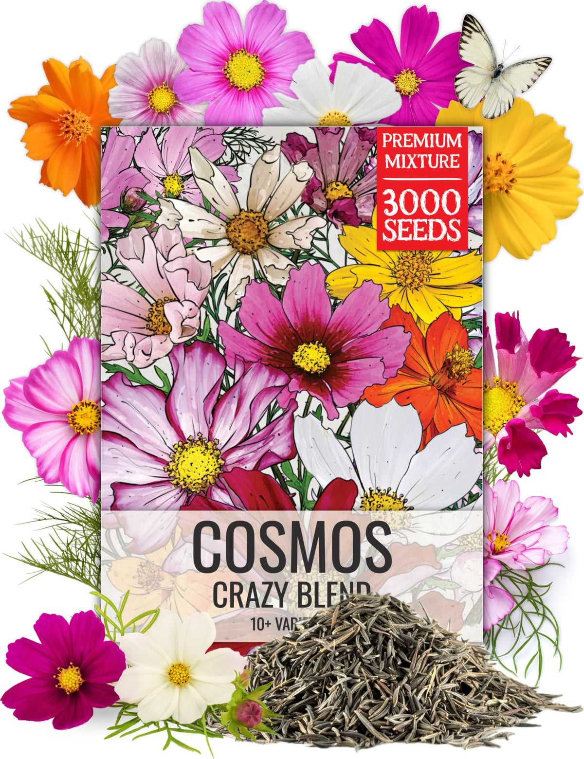 Seed Needs Cosmos Crazy Blend seeds packet for easy sowing and vibrant color