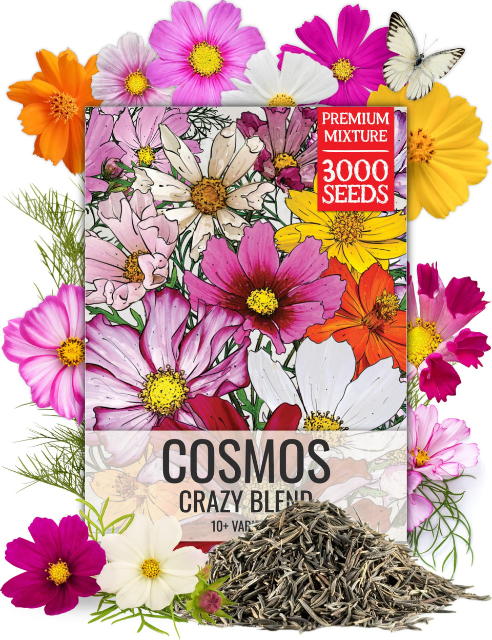 Seed Needs Cosmos Crazy Blend seeds packet for easy sowing and vibrant color