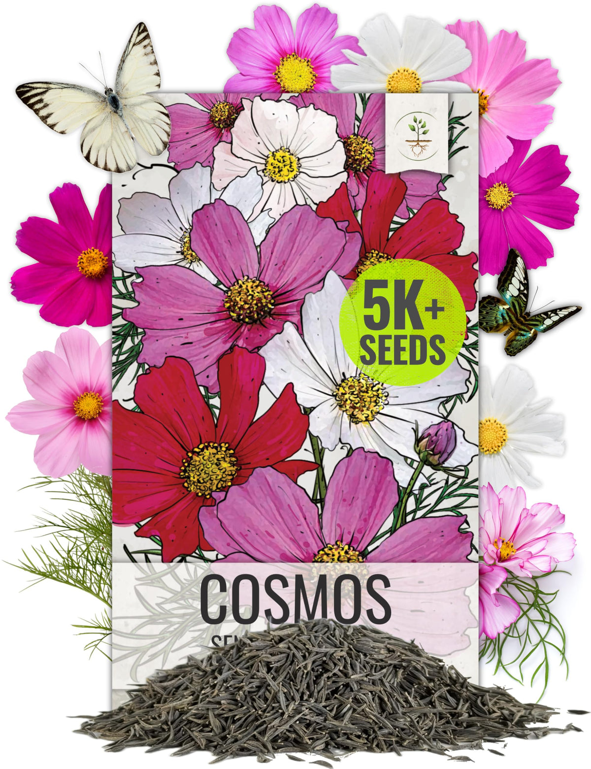 Seed Needs Cosmos Mix blooms in pink, white and red for vibrant garden color.