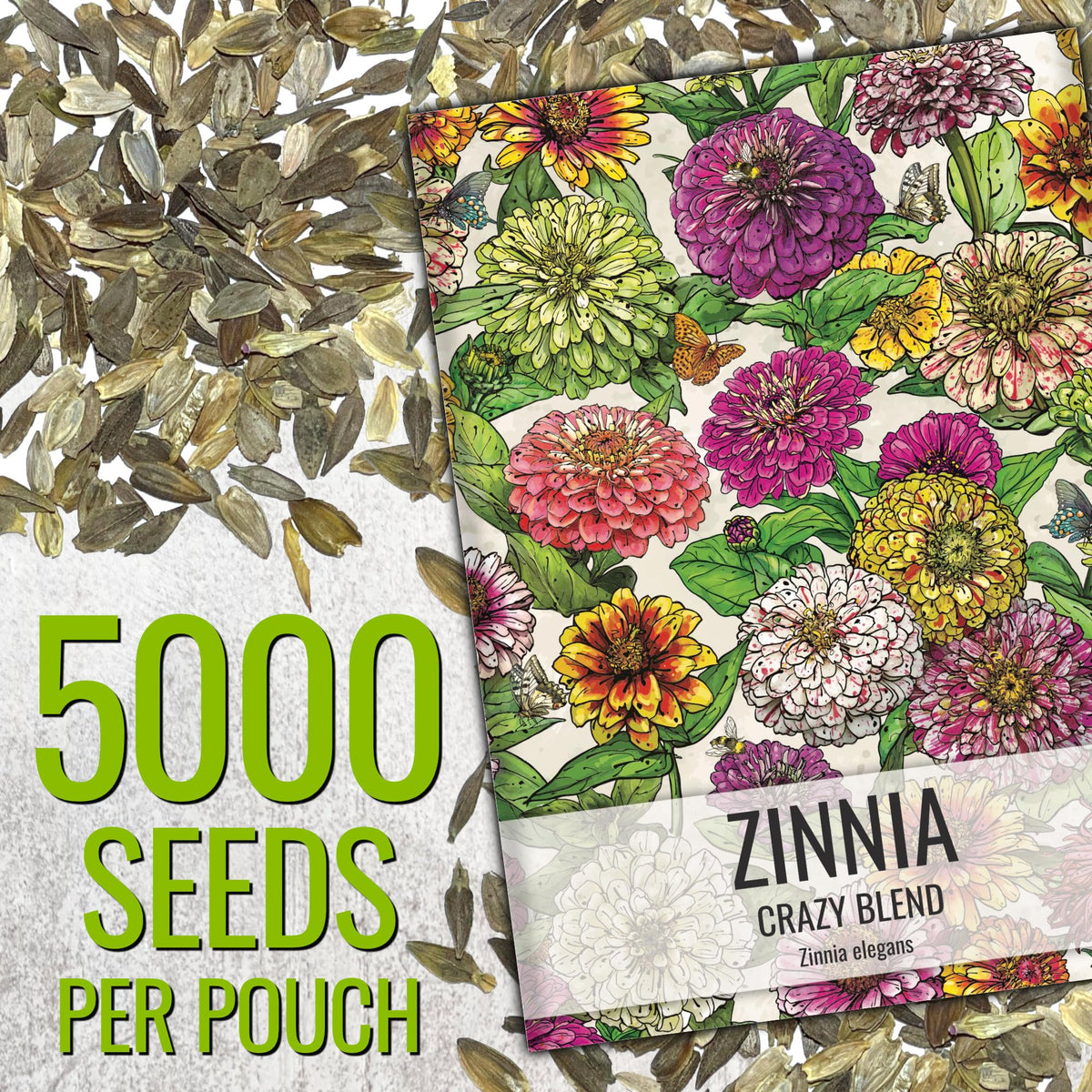 Seed Needs Crazy Zinnia Mix creates a bright border with diverse flower shapes