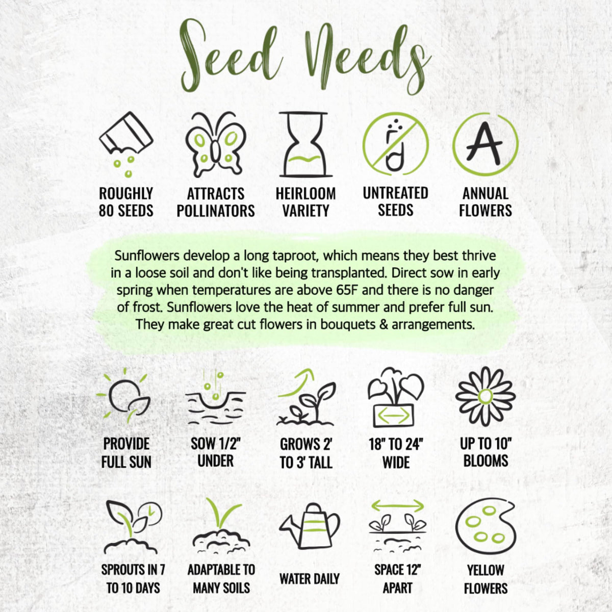 Seed Needs seeds are open-pollinated and stored for freshness and quality.