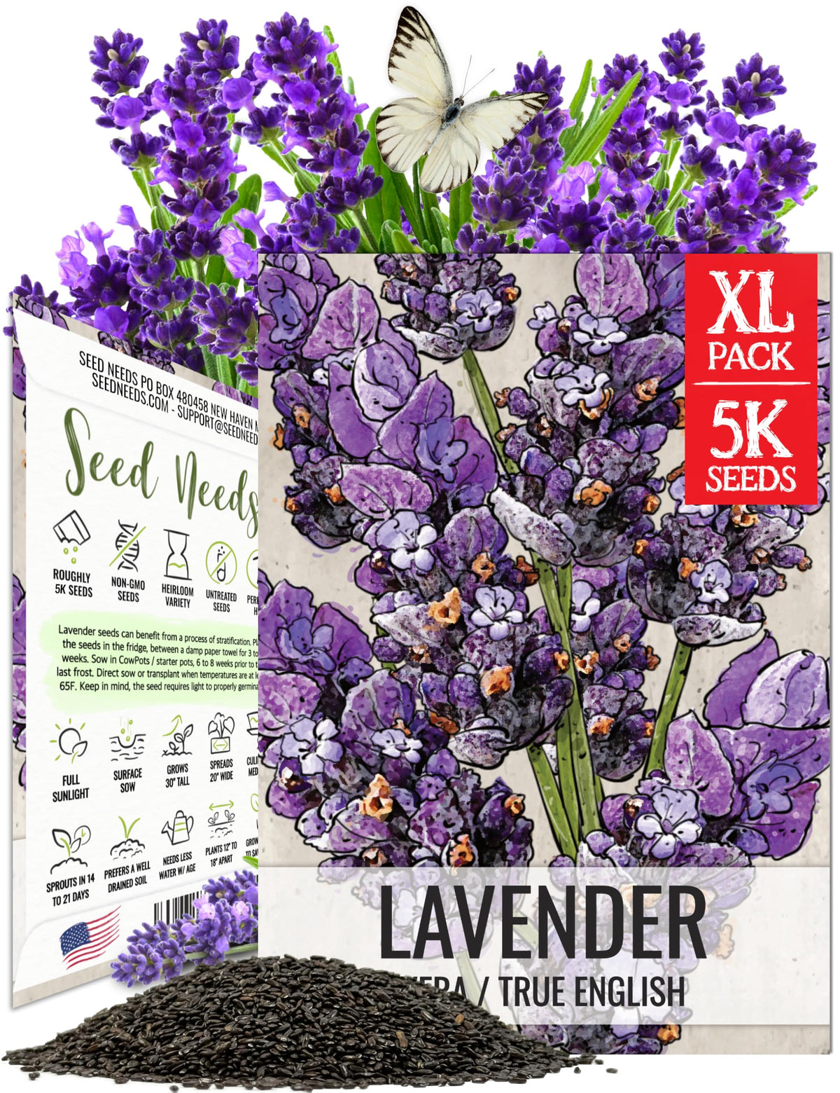 Seed Needs English Lavender seed packets for easy, organized sowing for beginners.