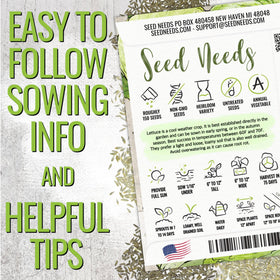 Seed Needs lettuce packet art illustrates 14 varieties for easy selection