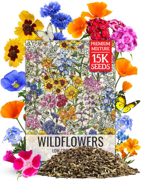 Seed Needs low-growing wildflower seed mix packaging shown as a resealable bag for easy storage and reuse