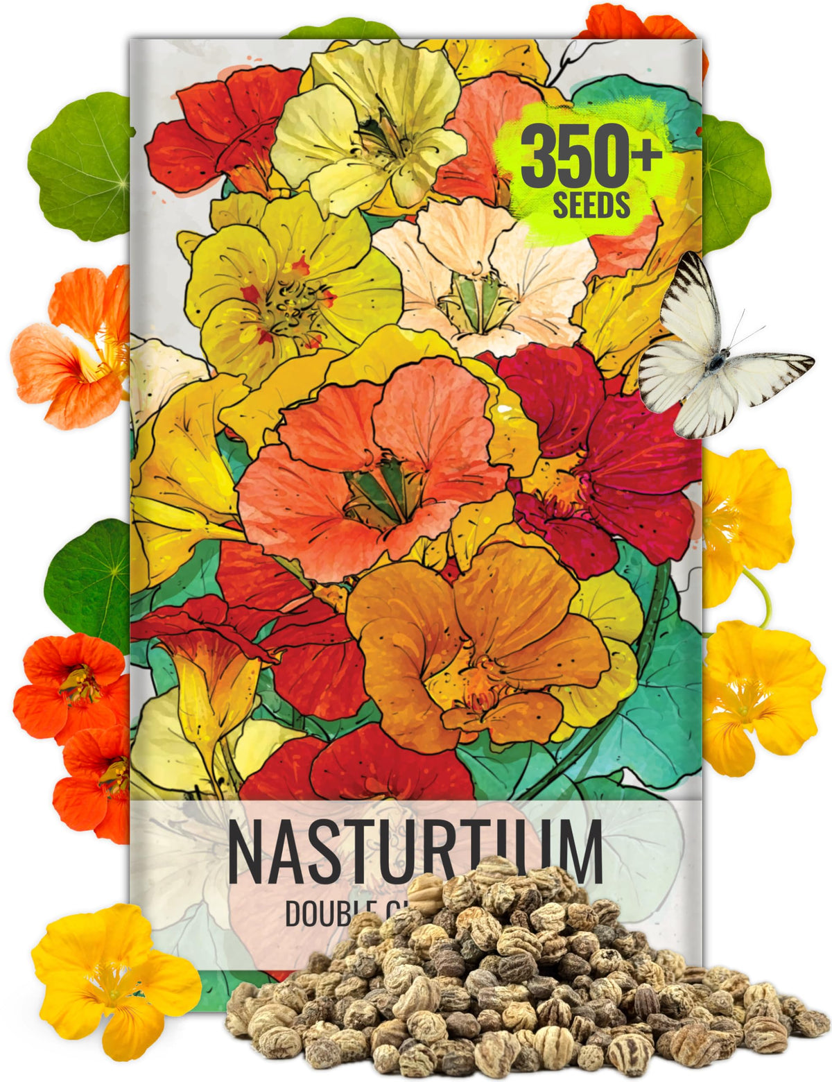 Seed Needs Nasturtium Double Gleam seed packet front for easy sowing