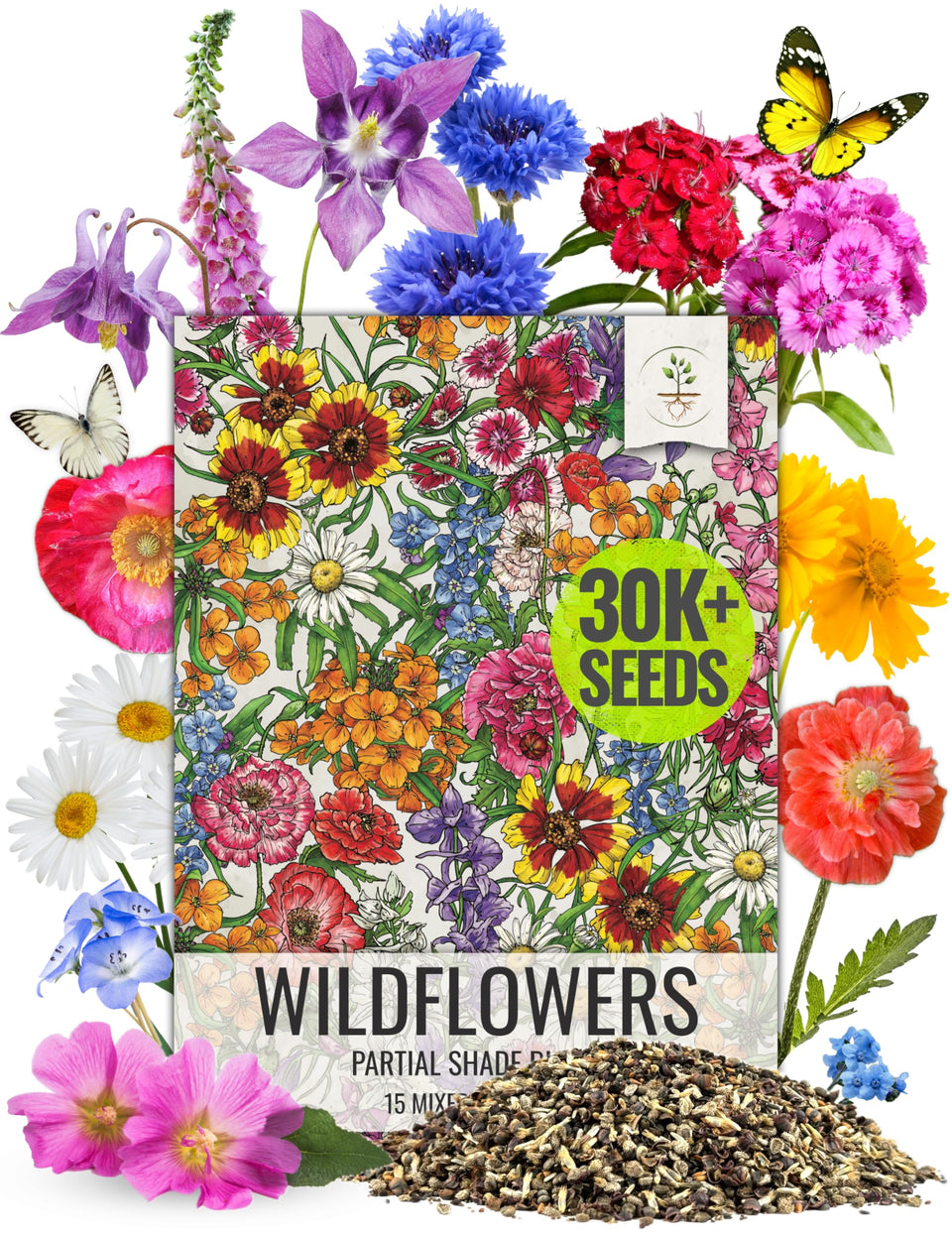 Seed Needs partial shade wildflower seed pack; ideal for shade garden color.