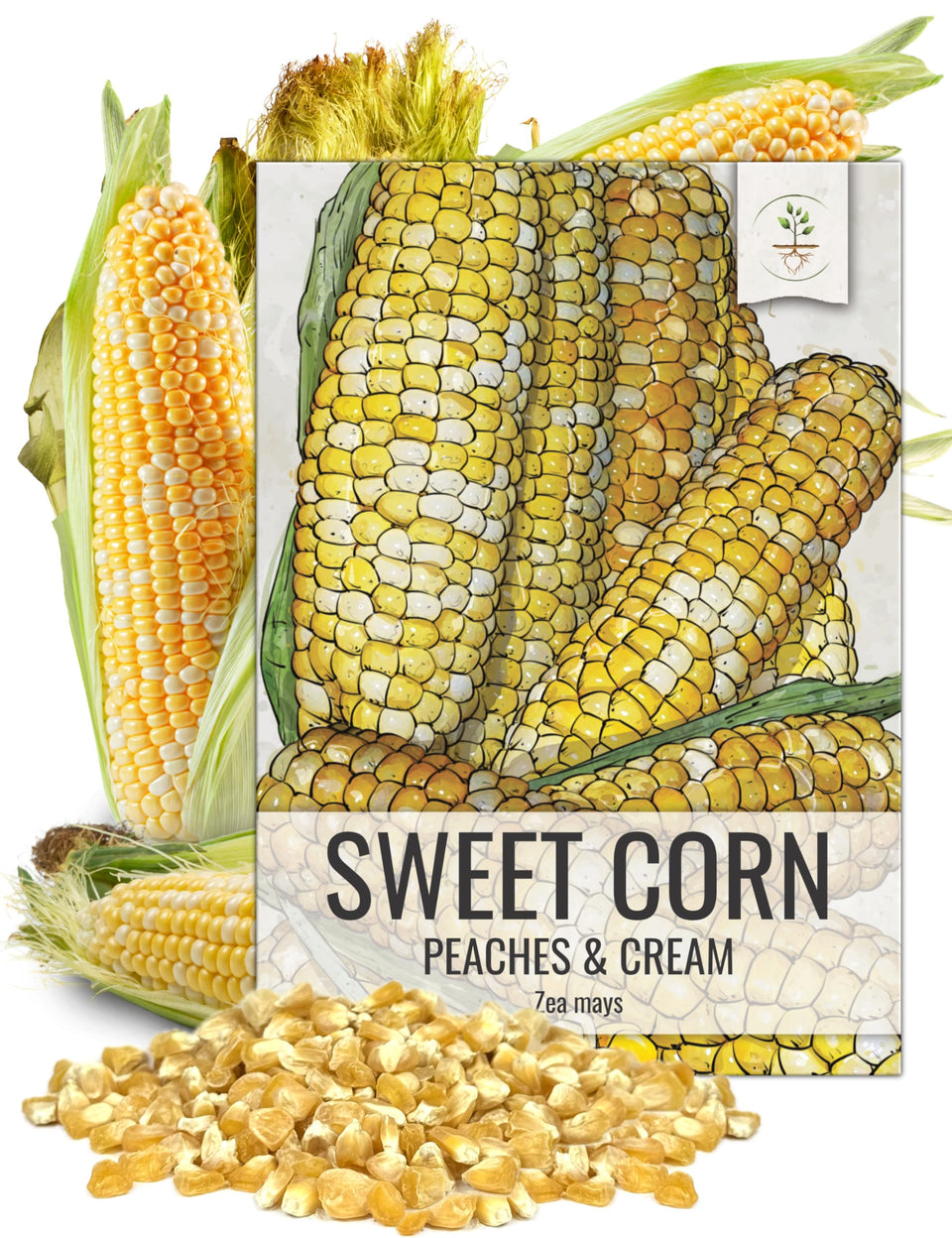 Seed Needs Peaches and Cream seed pack front for vibrant home garden corn