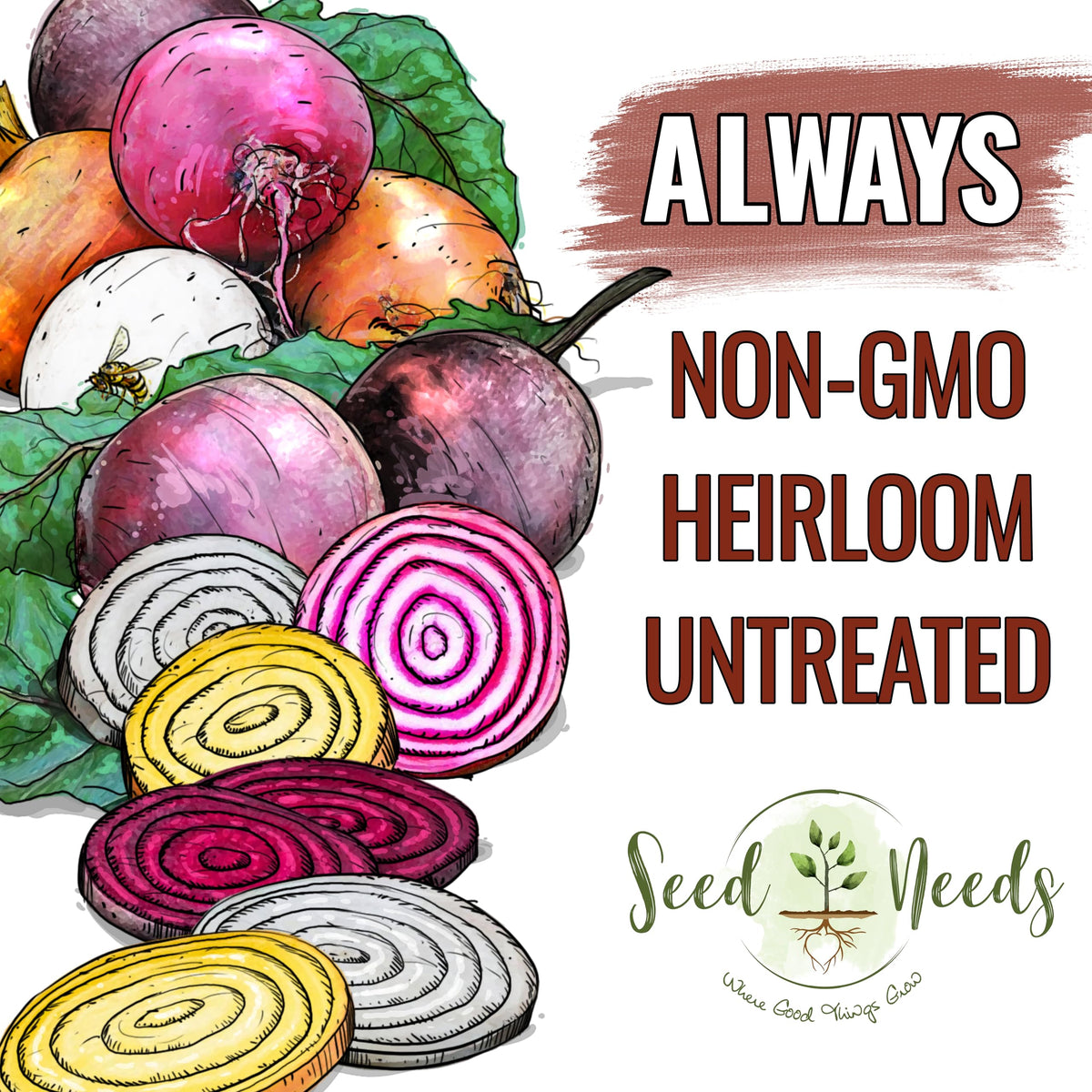 Seed Needs Rainbow Beet Seeds multicolor beets image showcases golden, red, and white varieties