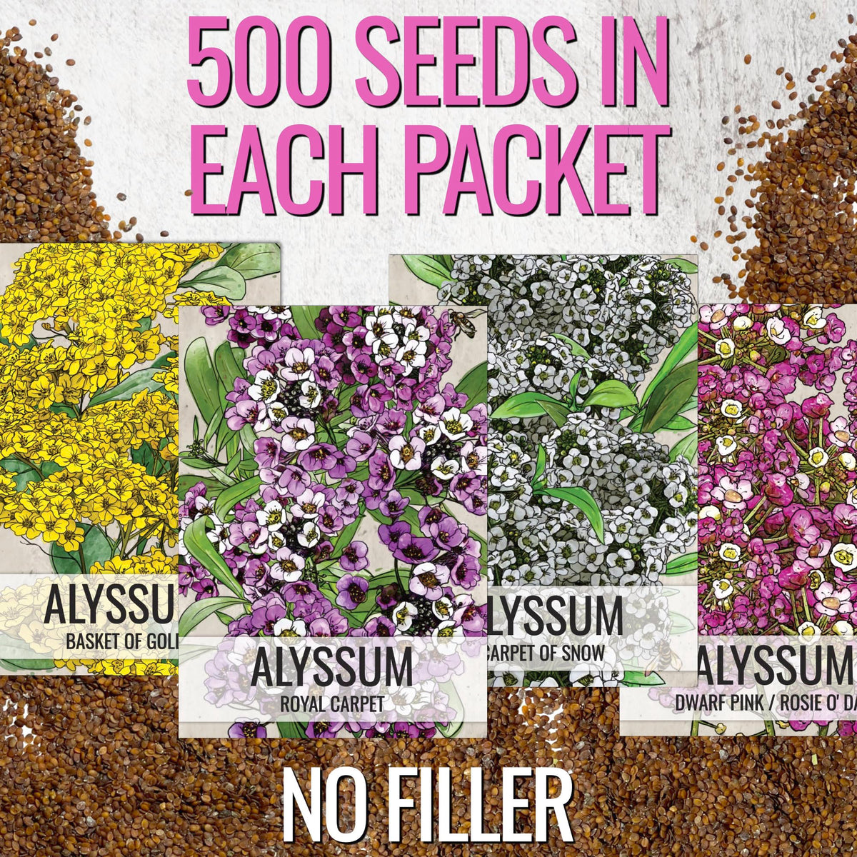 Seed Needs Royal Carpet alyssum seed packet with purple blooms