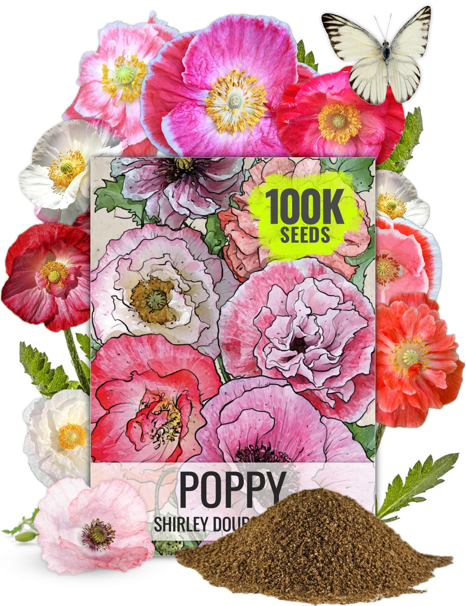 Seed Needs Shirley mixed poppy seeds show double flower heads for dramatic garden impact.