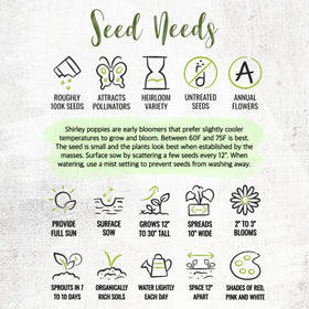 Seed Needs Shirley seed pouches keep seeds fresh with resealable packaging.