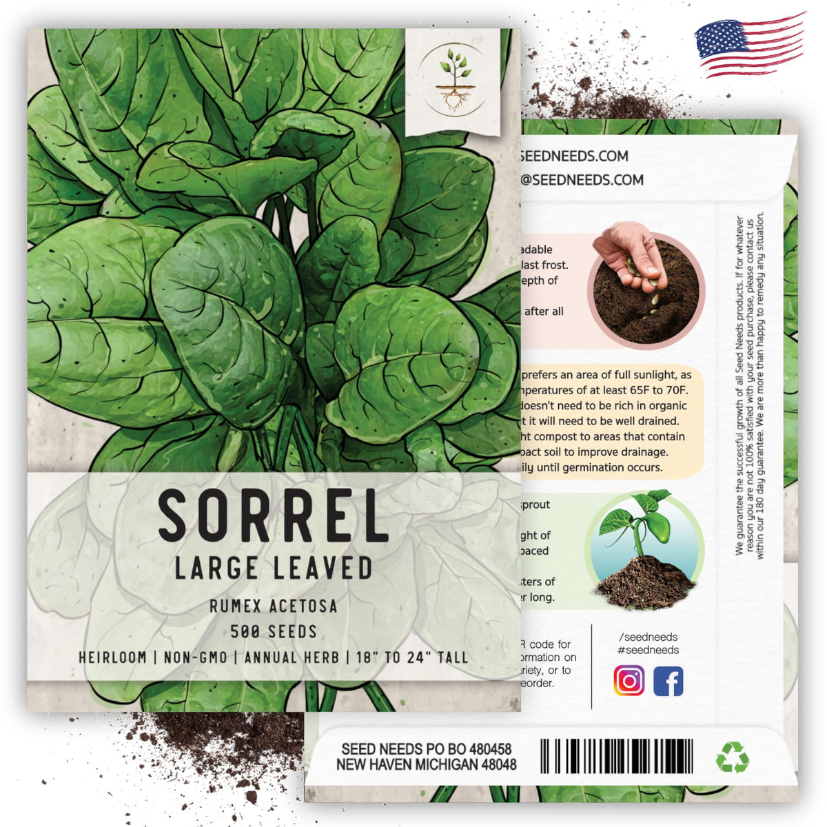Seed Needs sorrel garden bed; thrives in sun to partial shade with well-drained soil.