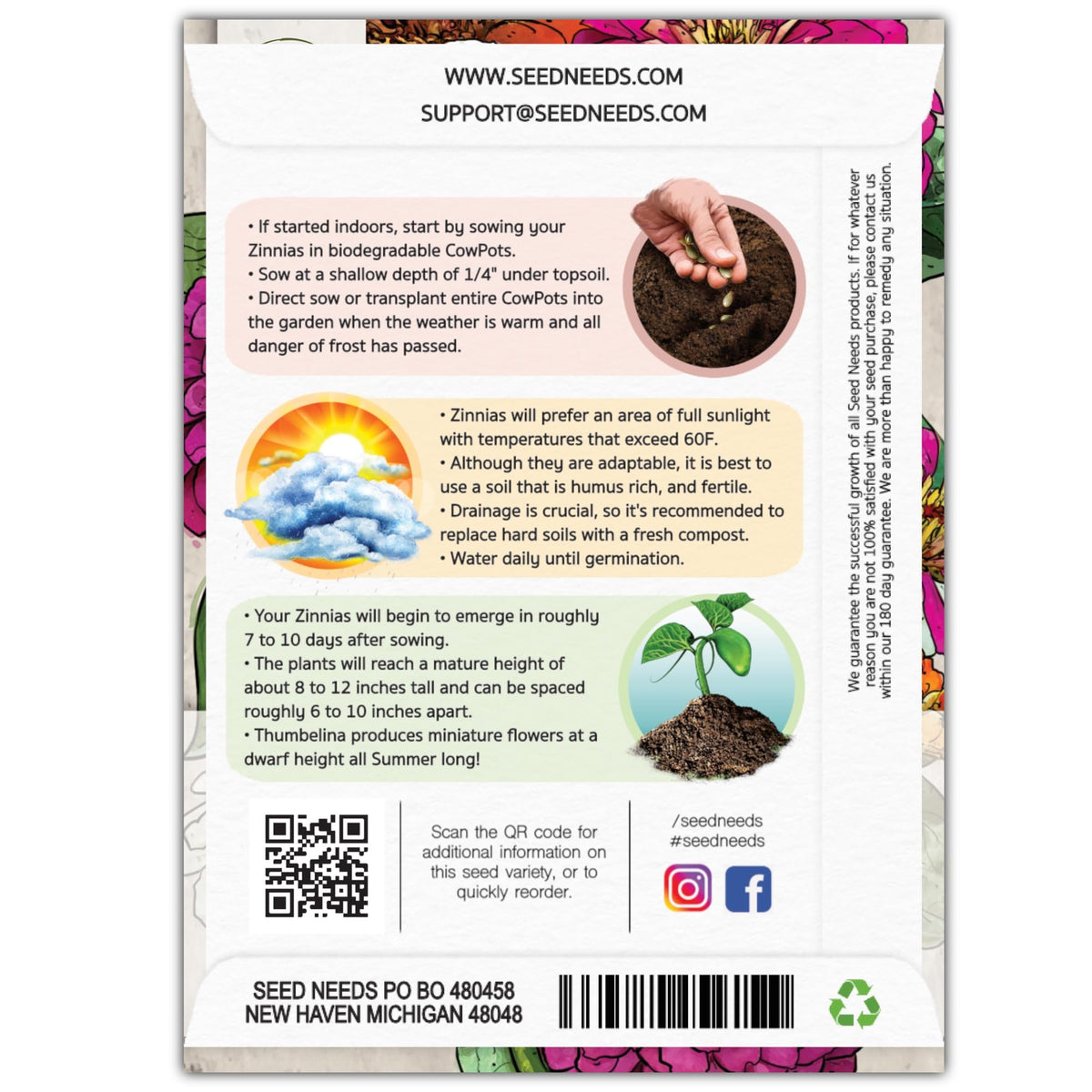 Seed Needs Thumbelina Zinnia vibrant color mix attracts butterflies