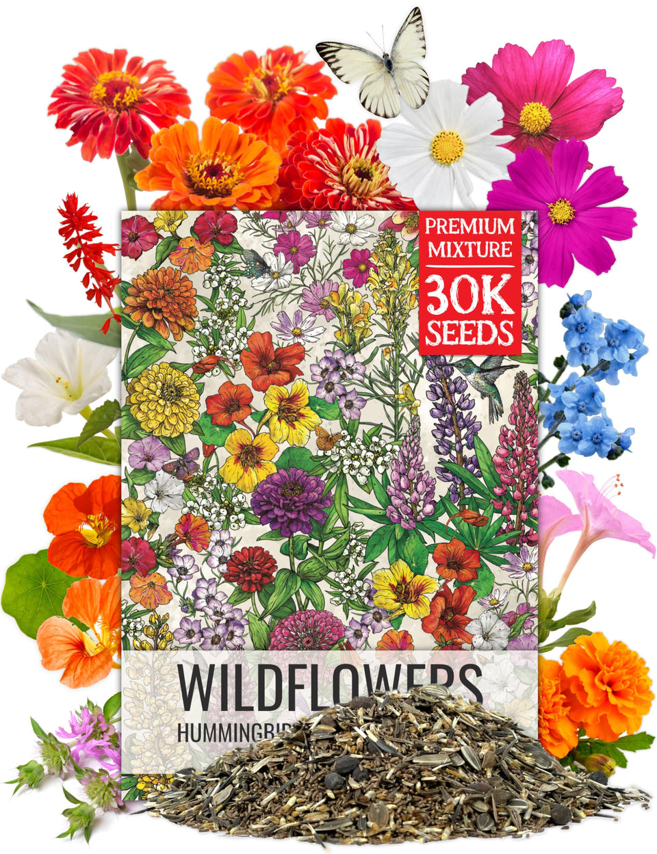 Seed Needs Wildflower Seeds bulk resealable pack attracts pollinators in your garden