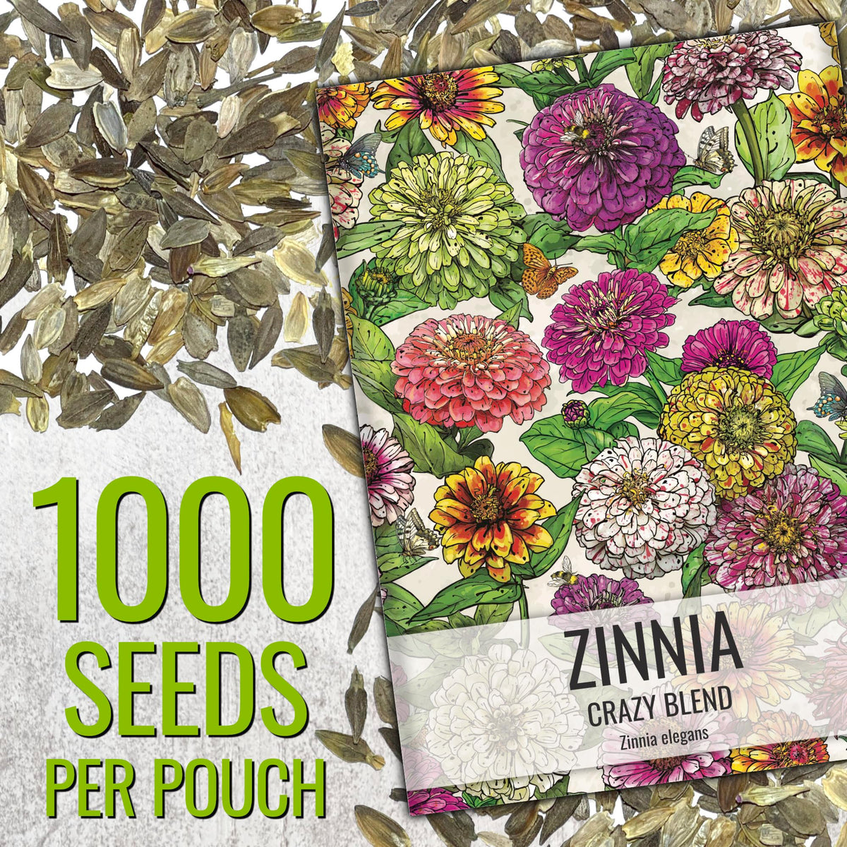 Seed Needs Zinnia California Giants in a sunny garden bed attracting pollinators