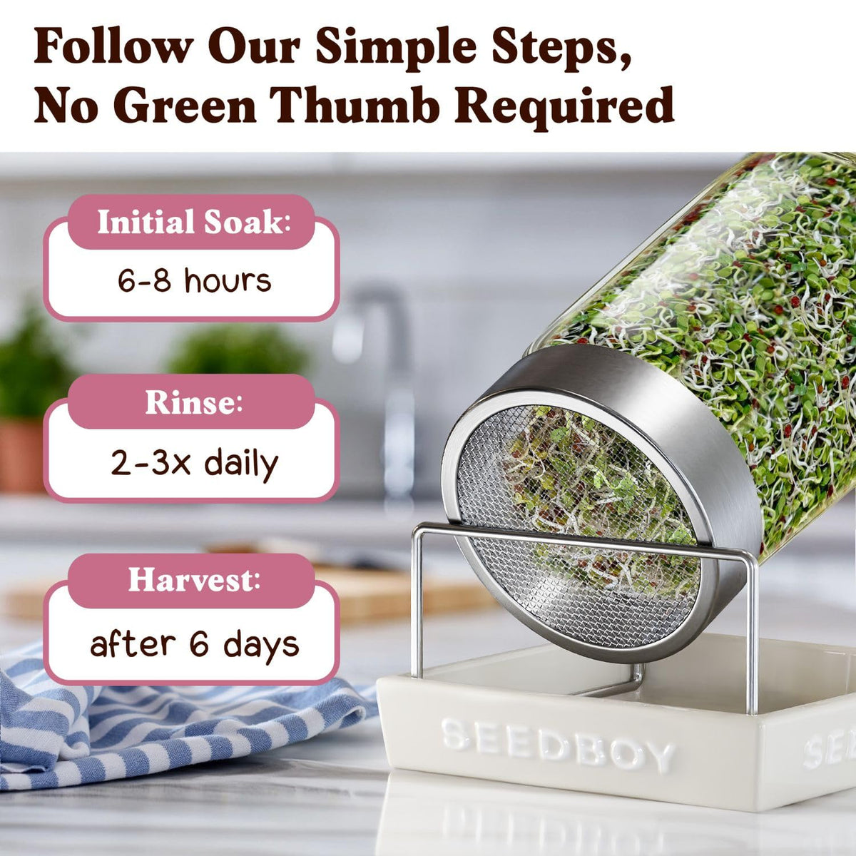 Seedboy 8 quarts (32 servings) per bag offer ample harvest for busy weeks.
