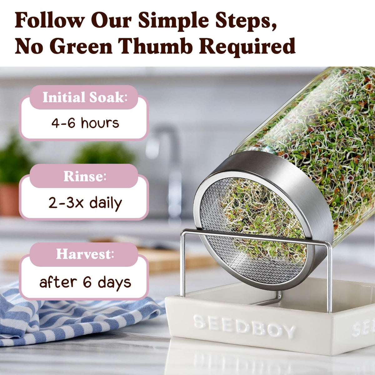 Seedboy compact 8oz bag ideal for small kitchens.