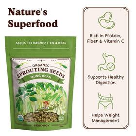 Seedboy organic label close-up showing non-GMO assurance