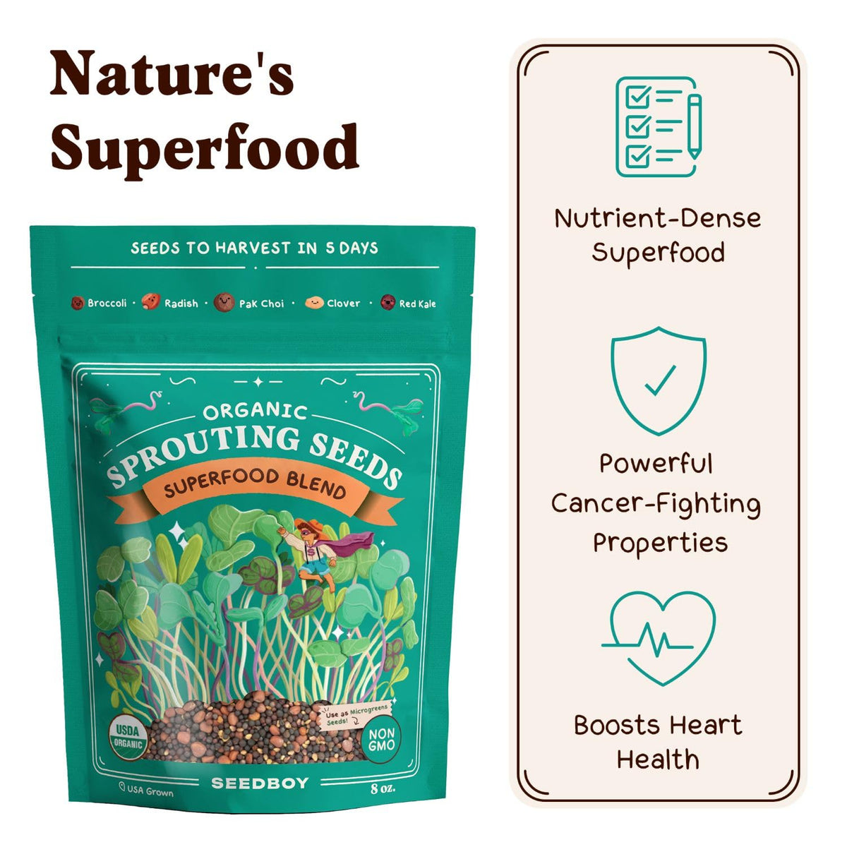 Seedboy clover sprouts—delicate crunch for bowls.