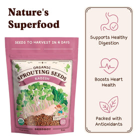 Seedboy premium USA-grown seeds undergo quality testing for safe sprouts.