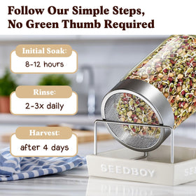 Seedboy sprouting jar compatible image showing home sprouting setup